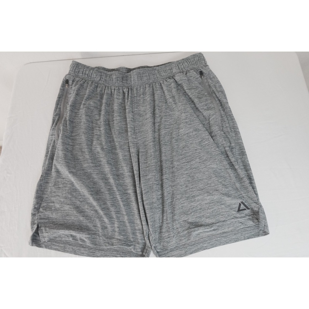TEC ONE Shorts XL‎ Gray Polyester Spandex Athletic Exercise Zippered Pockets